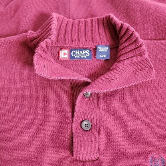 Chaps Button-Mock Heavyweight Knit Sweater L - Picture 5 of 10